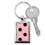 Polka Dots - Black on Pink Key Chain (Rectangle)