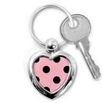 Polka Dots - Black on Pink Key Chain (Heart)
