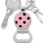 Polka Dots - Black on Pink Bottle Opener Key Chain