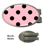 Polka Dots - Black on Pink Money Clip (Oval)