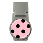 Polka Dots - Black on Pink Money Clip (Round)