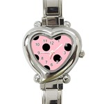 Polka Dots - Black on Pink Heart Italian Charm Watch