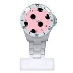 Polka Dots - Black on Pink Nurses Watch