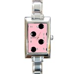 Polka Dots - Black on Pink Rectangle Italian Charm Watch