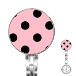 Polka Dots - Black on Pink Stainless Steel Nurses Watch