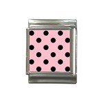 Polka Dots - Black on Pink Italian Charm (13mm)