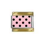 Polka Dots - Black on Pink Gold Trim Italian Charm (9mm)