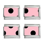 Polka Dots - Black on Pink 9mm Italian Charm (4 pack)