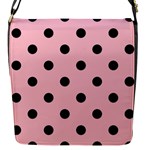 Polka Dots - Black on Pink Flap Closure Messenger Bag (S)