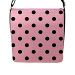 Polka Dots - Black on Pink Flap Closure Messenger Bag (L)