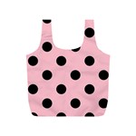 Polka Dots - Black on Pink Full Print Recycle Bag (S)