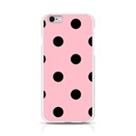 Polka Dots - Black on Pink Apple iPhone 6/6S Silicone Case (Transparent)