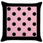 Polka Dots - Black on Pink Throw Pillow Case (Black)
