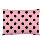Polka Dots - Black on Pink Pillow Case (One Side)
