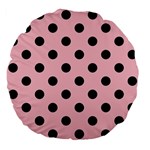 Polka Dots - Black on Pink Large 18  Premium Flano Round Cushion
