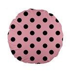 Polka Dots - Black on Pink Standard 15  Premium Round Cushion