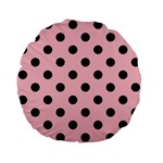 Polka Dots - Black on Pink Standard 15  Premium Flano Round Cushion