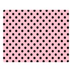 Polka Dots - Black on Pink Double Sided Flano Blanket (Large)
