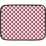 Polka Dots - Black on Pink Fleece Blanket (Mini)