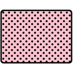 Polka Dots - Black on Pink Double Sided Fleece Blanket (Large) (Two Sides)