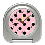 Polka Dots - Black on Pink Desk Alarm Clock