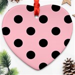 Polka Dots - Black on Pink Ornament (Heart)