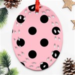Polka Dots - Black on Pink Oval Filigree Ornament (Two Sides)