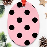 Polka Dots - Black on Pink Oval Ornament (Two Sides)