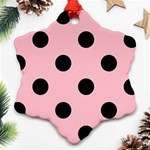 Polka Dots - Black on Pink Snowflake Ornament (Two Sides)