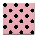 Polka Dots - Black on Pink Tile Coaster