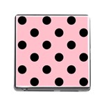 Polka Dots - Black on Pink Memory Card Reader (Square)
