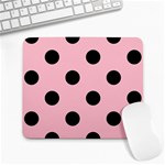 Polka Dots - Black on Pink Large Mousepad