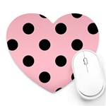 Polka Dots - Black on Pink Heart Mousepad