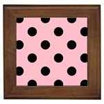 Polka Dots - Black on Pink Framed Tile