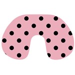 Polka Dots - Black on Pink Travel Neck Pillow