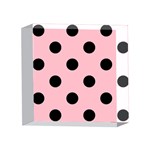 Polka Dots - Black on Pink 4 x 4  Acrylic Photo Block