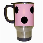 Polka Dots - Black on Pink Travel Mug (Black)