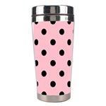 Polka Dots - Black on Pink Stainless Steel Travel Tumbler