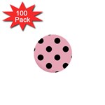 Polka Dots - Black on Pink 1  Mini Button (100 pack)