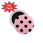 Polka Dots - Black on Pink 1.75  Magnet (100 pack)