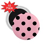 Polka Dots - Black on Pink 2.25  Magnet (10 pack)