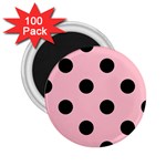 Polka Dots - Black on Pink 2.25  Magnet (100 pack)