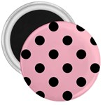 Polka Dots - Black on Pink 3  Magnet