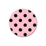 Polka Dots - Black on Pink Magnet 3  (Round)