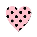 Polka Dots - Black on Pink Magnet (Heart)