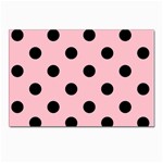 Polka Dots - Black on Pink Postcard 4  x 6 