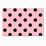 Polka Dots - Black on Pink Postcard 5  x 7 