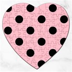 Polka Dots - Black on Pink Jigsaw Puzzle (Heart)