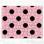 Polka Dots - Black on Pink Jigsaw Puzzle (Rectangular)