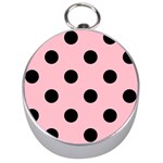 Polka Dots - Black on Pink Silver Compass